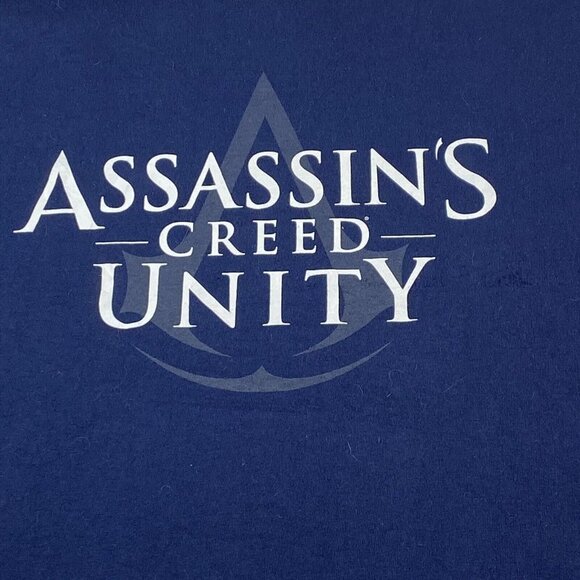 Assassin Creed Unity Shirt Mens T-shirt SZ M Blue Short Sleeve Graphic Crew Neck - Picture 2 of 7